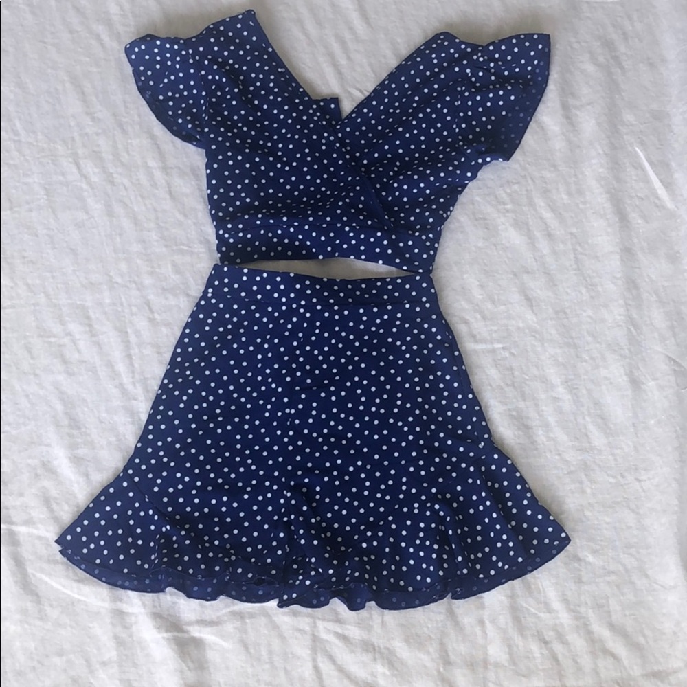 NWT Quiz Blue Polka Dot Top and Shorts Set